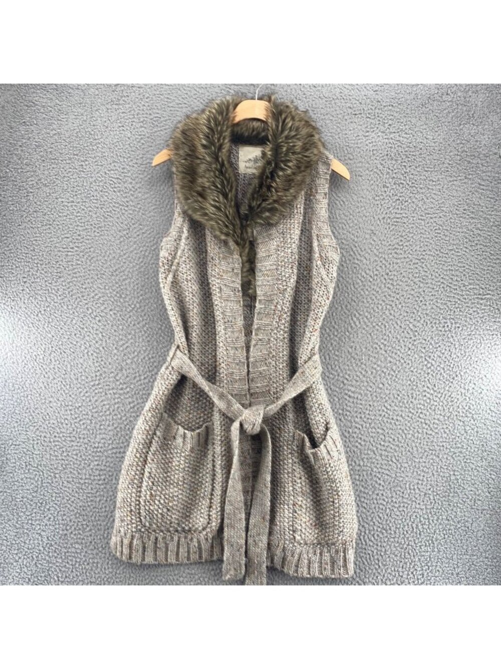 Anthropologie Angel Of The North Vest Womens M Gray Marled Wool Alpaca Cardigan
